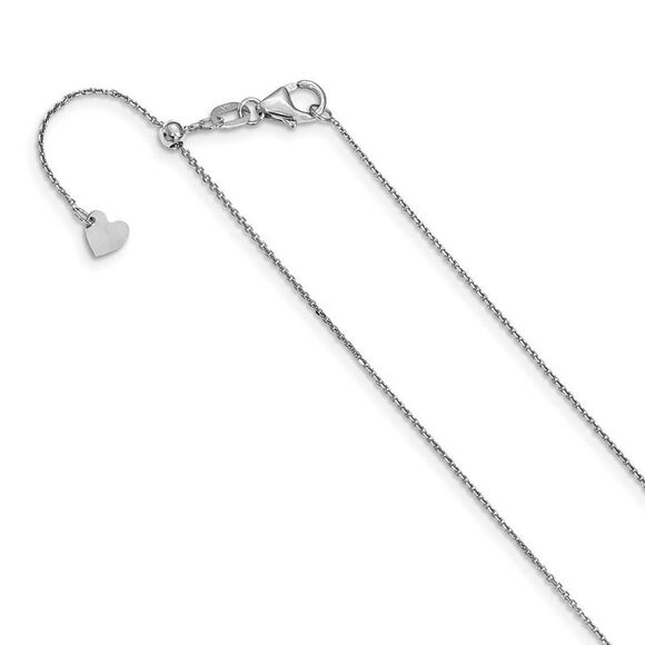 1mm 14k White Gold Adjustable Solid D/C Cable Chain Necklace 22 Inch